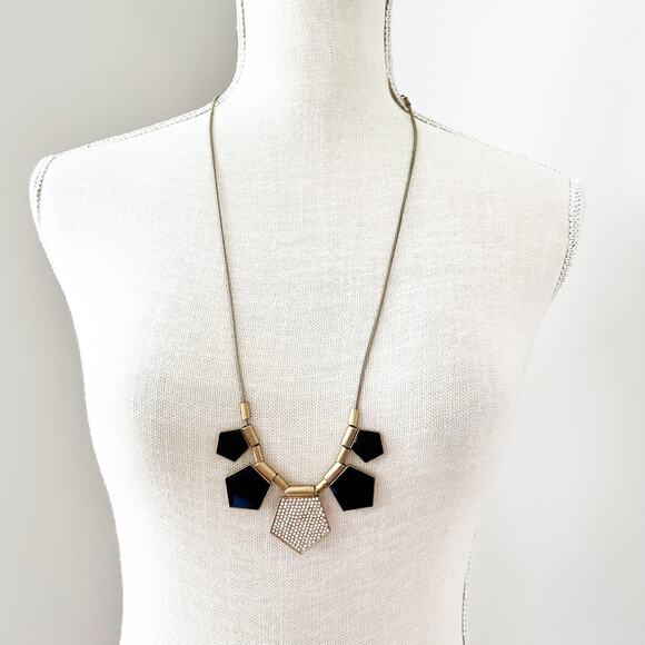 Madewell Long Pave Crystal Sliding Geometric Necklace - Picture 2 of 5